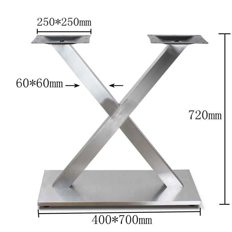 Tubo conciso en forma de X, pedestal rectangular, patas de metal para muebles, base de mesa Tubo 