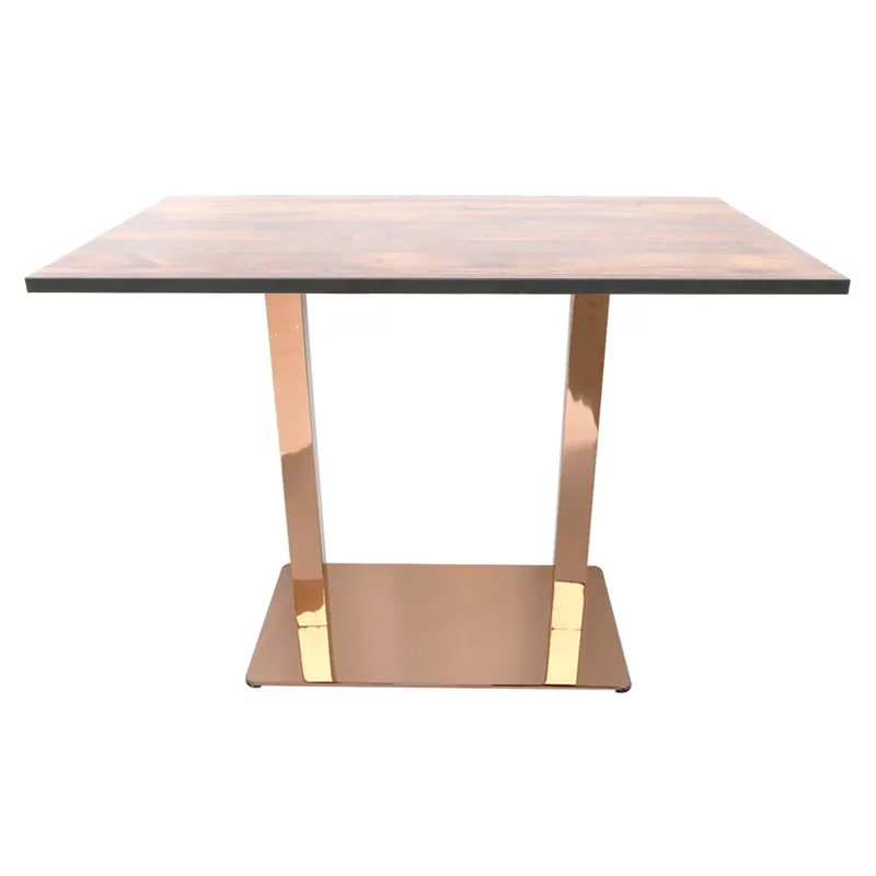 Mesa de restaurante de acero inoxidable con acabado fino en oro rosa de 720 mm de altura para ventas Mesa de 