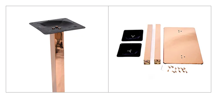 construido en oro rosa, base de mesa con base rectangular Patas para muebles de metal construido en oro rosa Base de mesa con base rectangular 