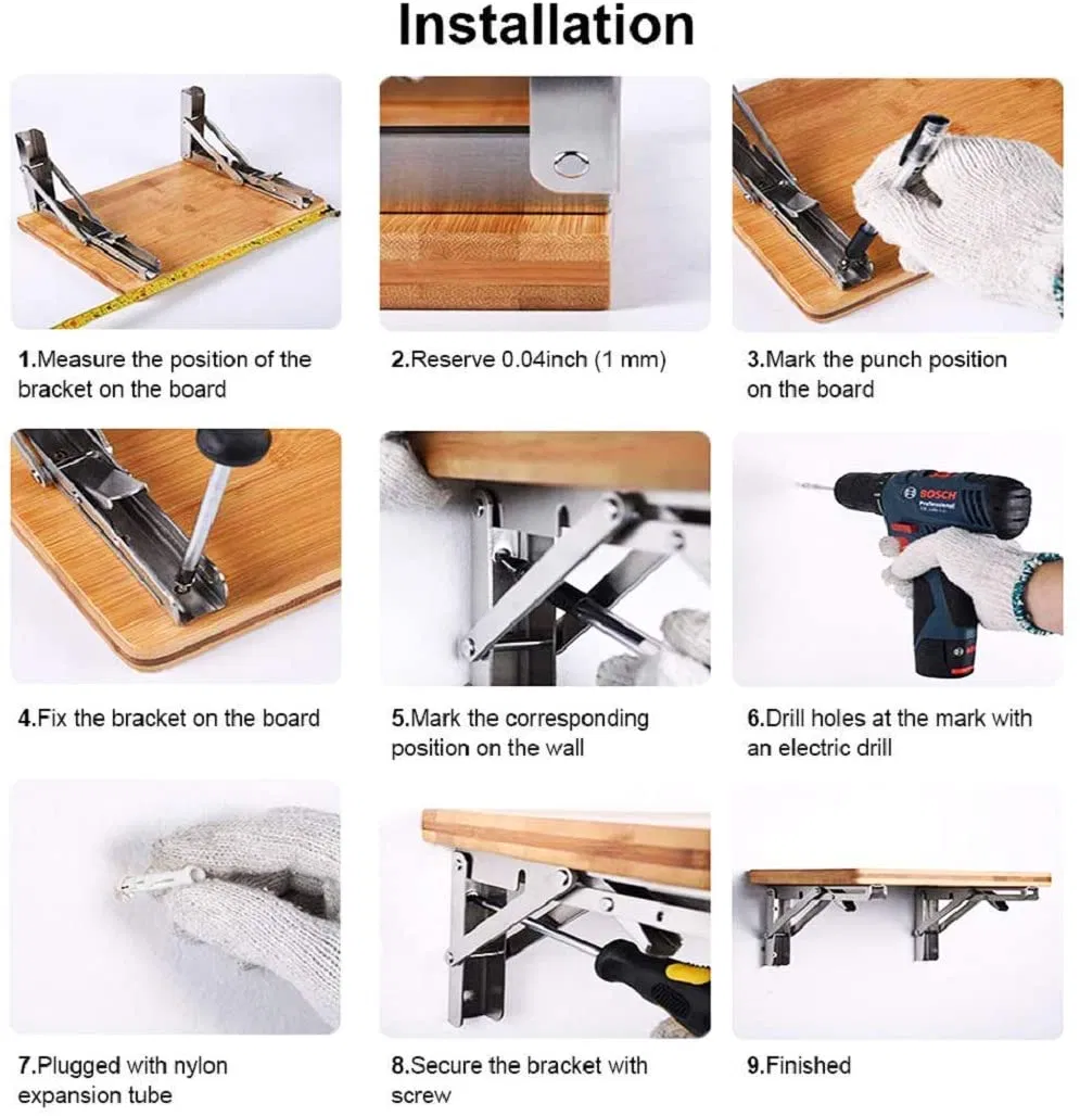 Soporte de estante plegable de metal para mesa de banco Soporte de bricolaje 