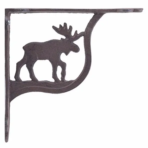 Soporte de estante de pared Patr&oacute;n personalizado OEM de hierro fundido Soporte de tri&aacute;ngulo marr&oacute;n r&uacute;stico 