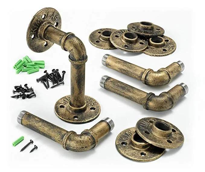 Colgadores y soportes para estanter&iacute;as de tuber&iacute;as de hierro macizo, 