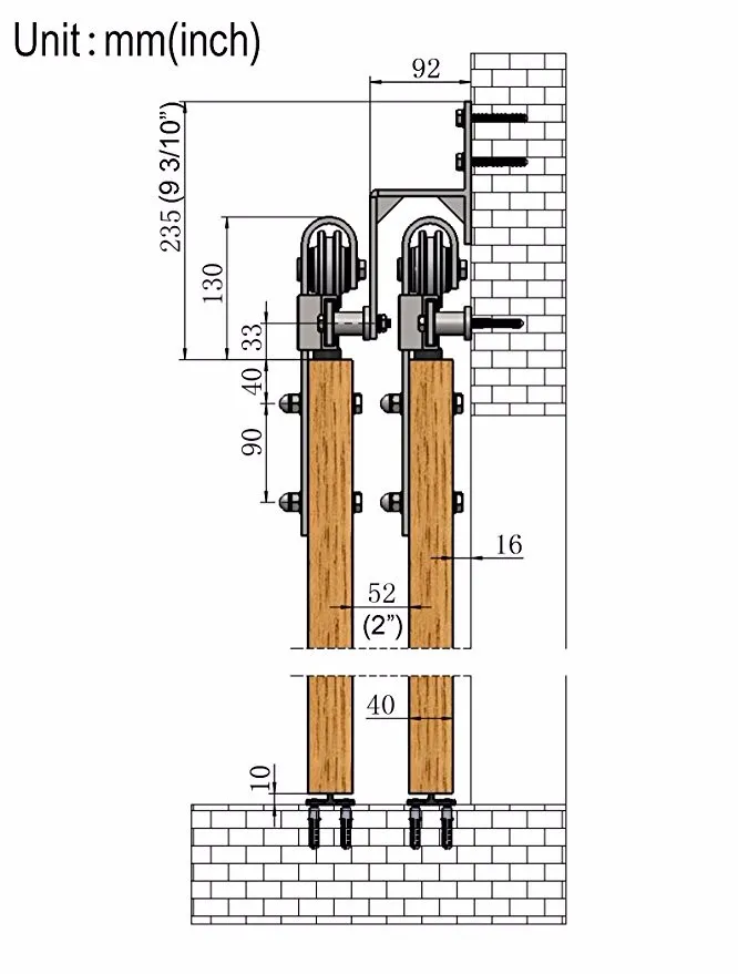 n&iacute;quel cepillado Herrajes para puertas 