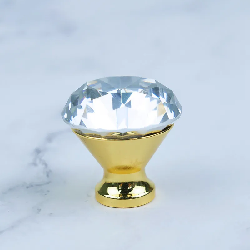 perilla de cristal para gabinete de lujo, manija para tirar
