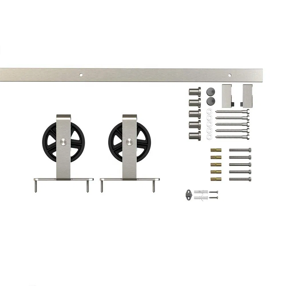 n&iacute;quel satinado Kit de herrajes para puerta corrediza de granero con 