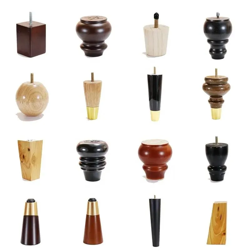 Accesorios para muebles Patas de gabinete de madera de caucho c&oacute;nicas en I de 12 cm 