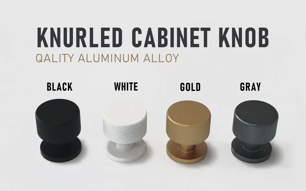 Perillas del gabinete de los muebles Perilla del caj&oacute;n de la textura moleteada blanca del oro negro 