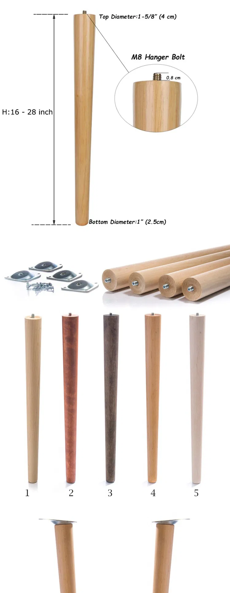 de dise&ntilde;o de moda Patas de madera para sof&aacute; y cama 
