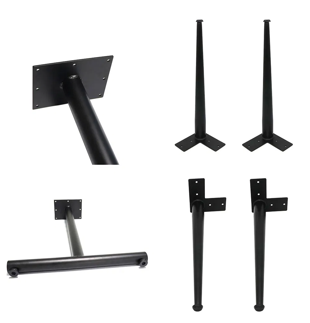 , mesa de acero negro, barra de hierro s&oacute;lido, escritorio para computadora port&aacute;til, patas de mesa de banco para bricolaje 