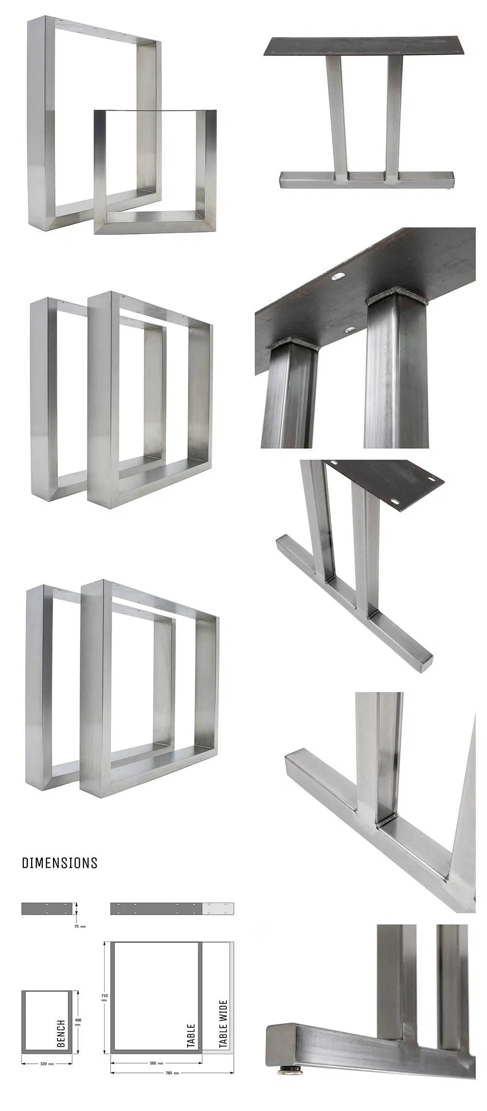 modernas Patas de mesa de comedor cuadradas de caf&eacute; Patas de banco de base modernas Patas de mesa de comedor cuadradas de caf&eacute; Patas de banco de base modernas 