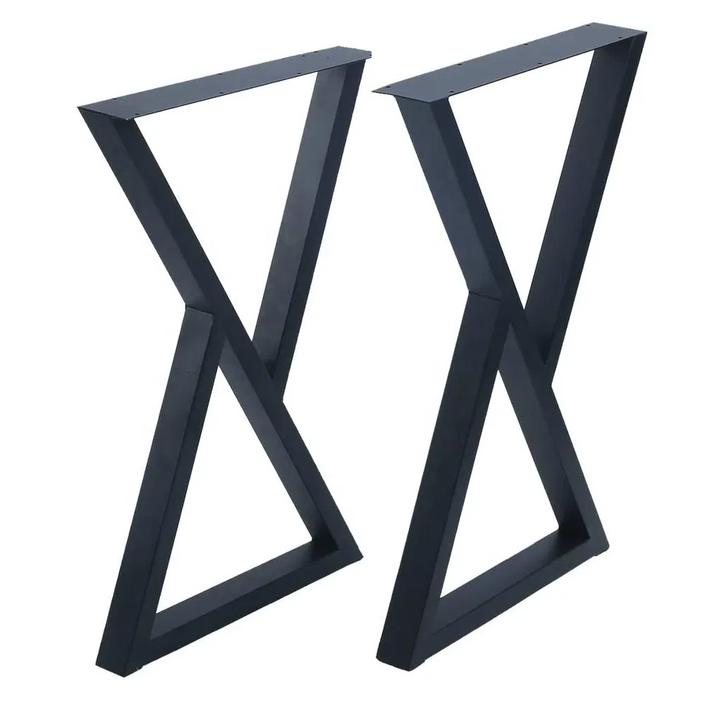 forma de X Patas de mesa de centro de comedor de metal Patas de muebles de oficina Banco de madera de hierro fundido para exteriores Anti &oacute;xido Patas de marco negro para mesa de consola Pies de parques de 