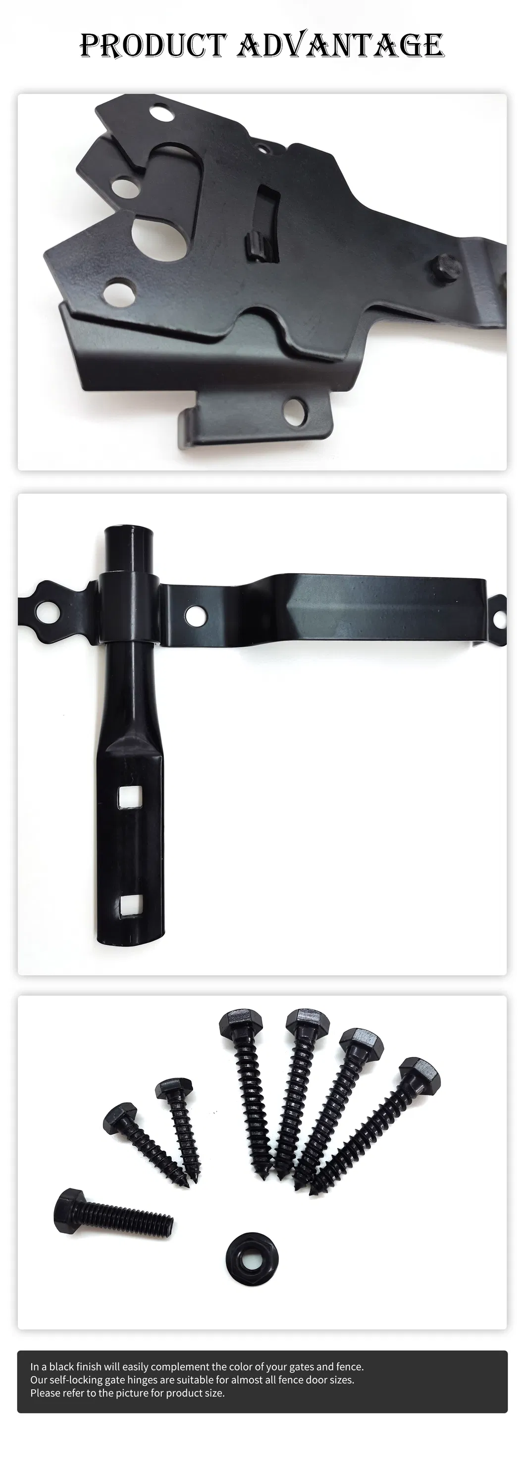 de puerta de alta resistencia negro OEM Kit de puerta de cerca de madera con pestillo 
