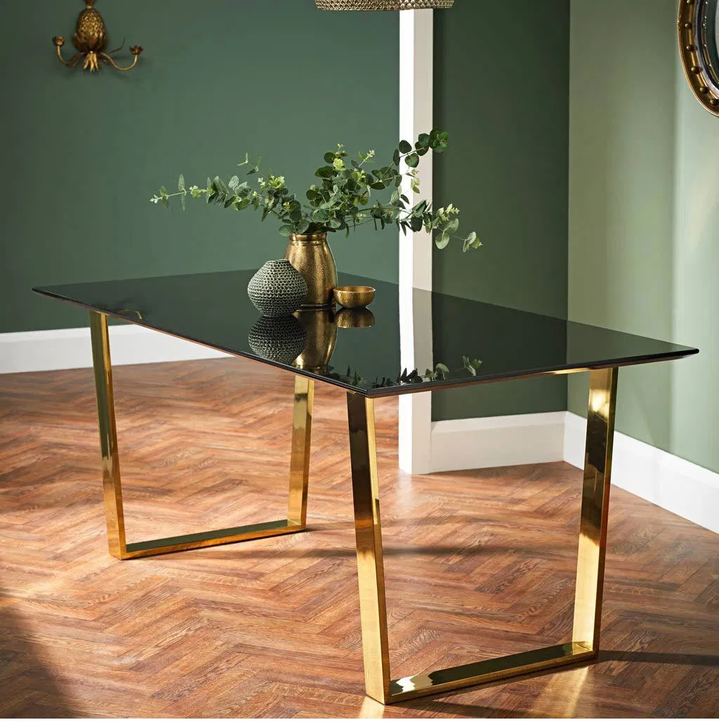 Muebles de caf&eacute;, comedor, patas de mesa de metal dorado moderno de acero inoxidable 
