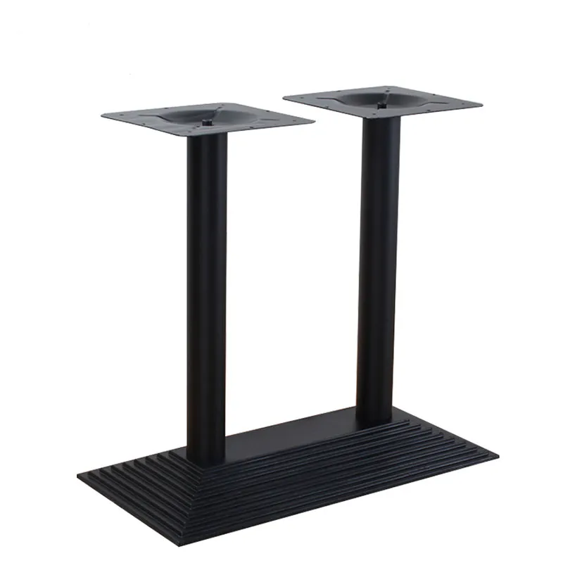 negro antiguo Herrajes para patas de mesa trapezoidales de hierro fundido, reproducci&oacute;n de base de mesa de 