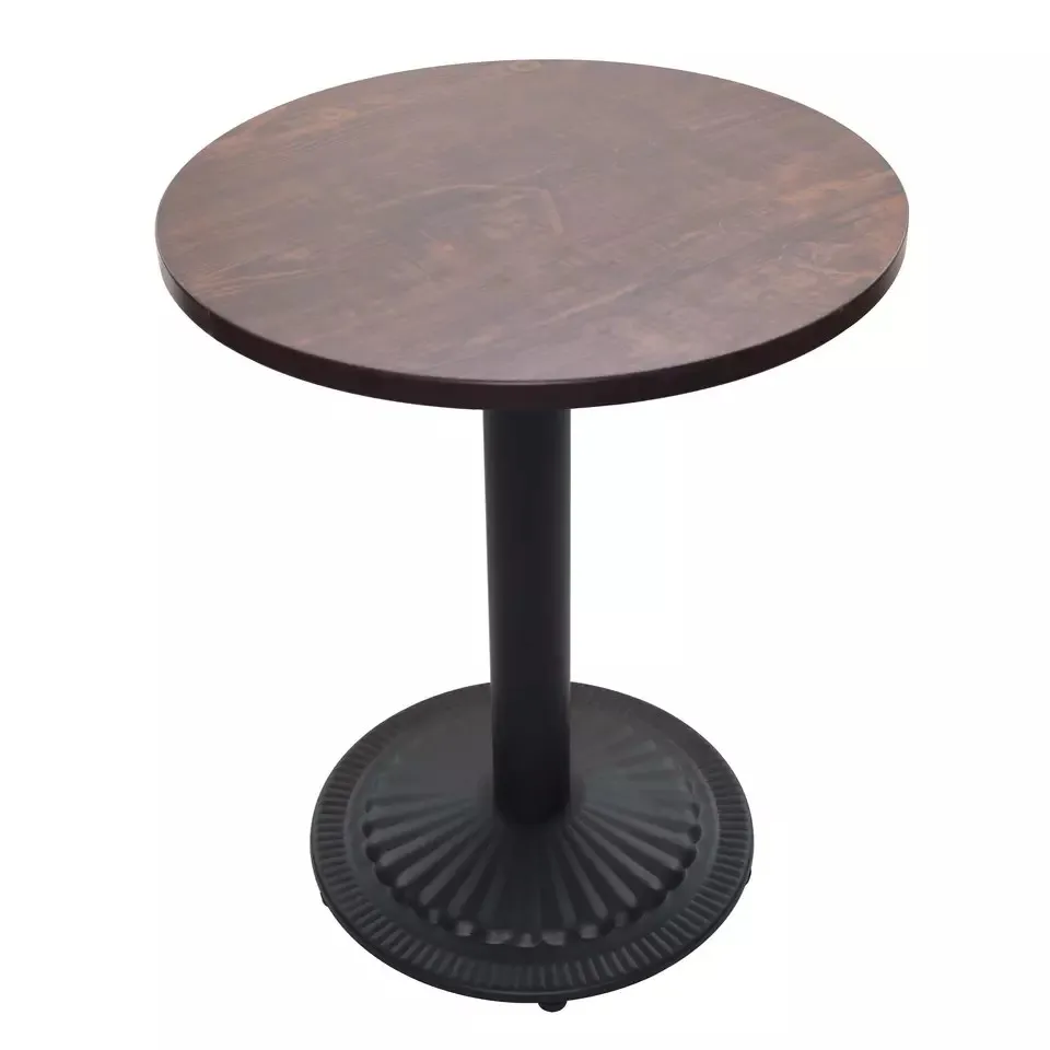 Base de mesa de metal de hierro de forma redonda negra con patas niveladoras para cafeter&iacute;a 