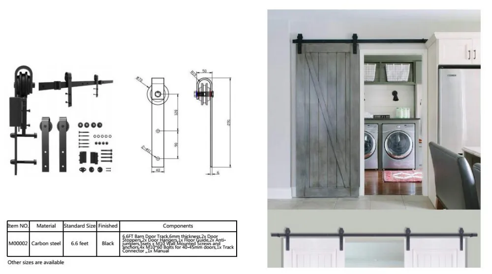 industrial corrediza de madera Kit de herrajes para puerta de granero con correa cl&aacute;sica industrial 