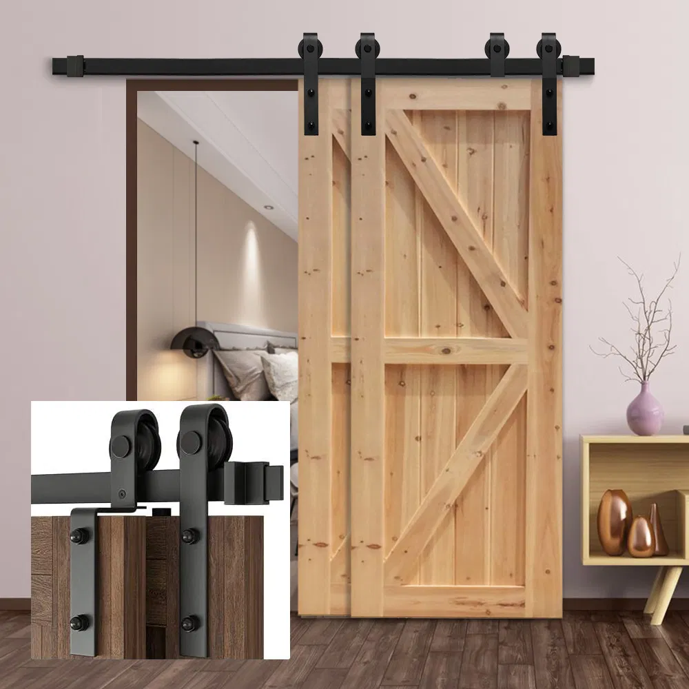 de granero de metal de acero Accesorios para puertas de granero corredizas en forma de J, kits de herrajes para puertas 