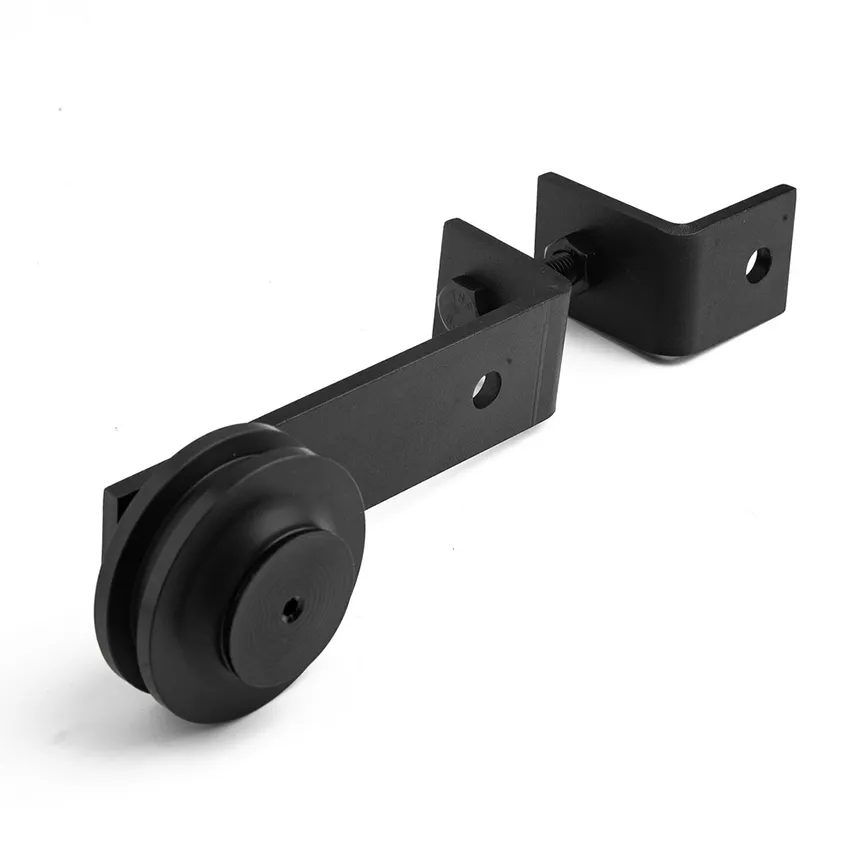 Serie 6000 de 6 pies. Kit de herrajes para puerta de granero con rodillos estilo diamante negro 