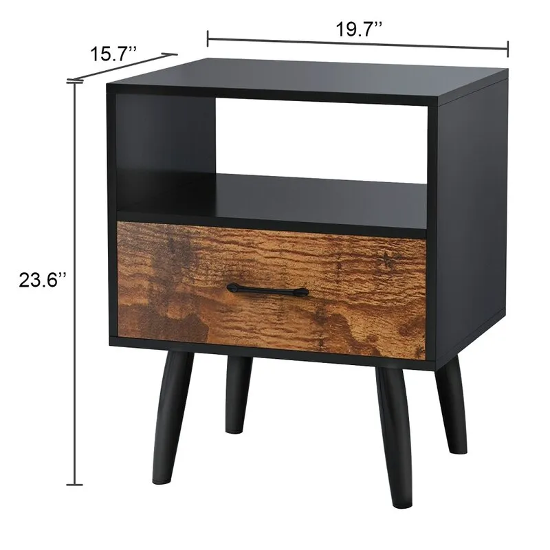 de dise&ntilde;o n&oacute;rdico Mesita de noche de lujo de madera maciza moderna