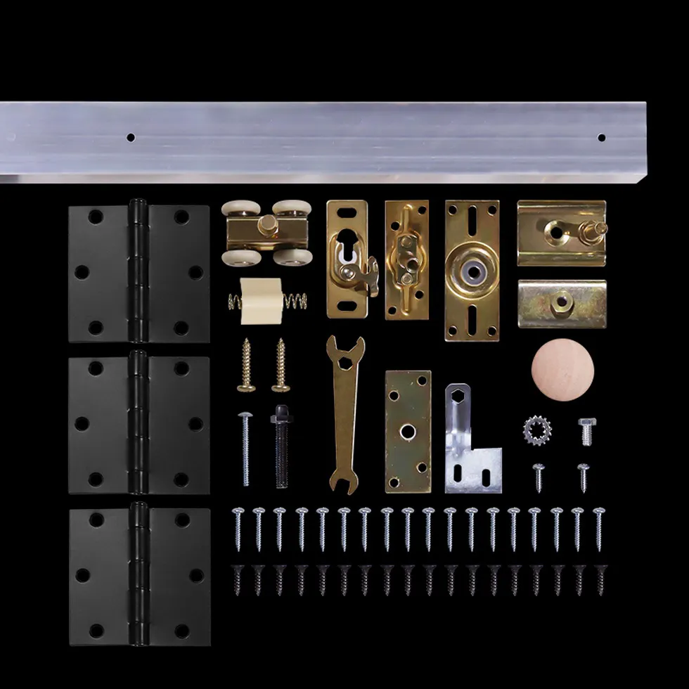 Kit de herrajes para puerta enrollable con 4 ruedas, herrajes para puerta plegable Bi simple, 