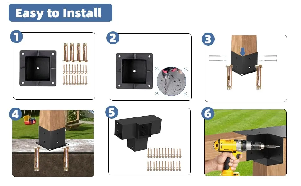 Kit Metal Acero Vigas de Madera Conector P&eacute;rgola Soporte Carpinter&iacute;a P&eacute;rgola 