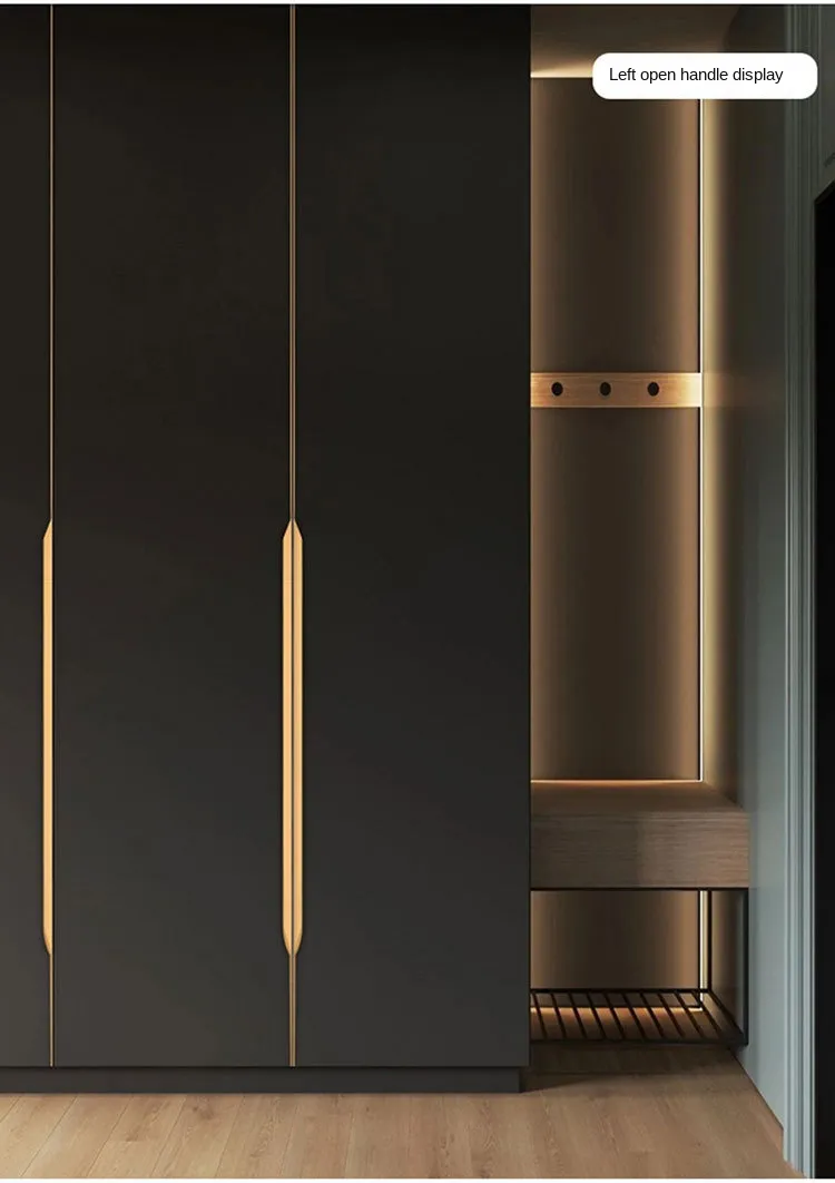 Manija del gabinete de cocina de aleaci&oacute;n de aluminio, tirador decorativo incrustado del caj&oacute;n, manija oculta 