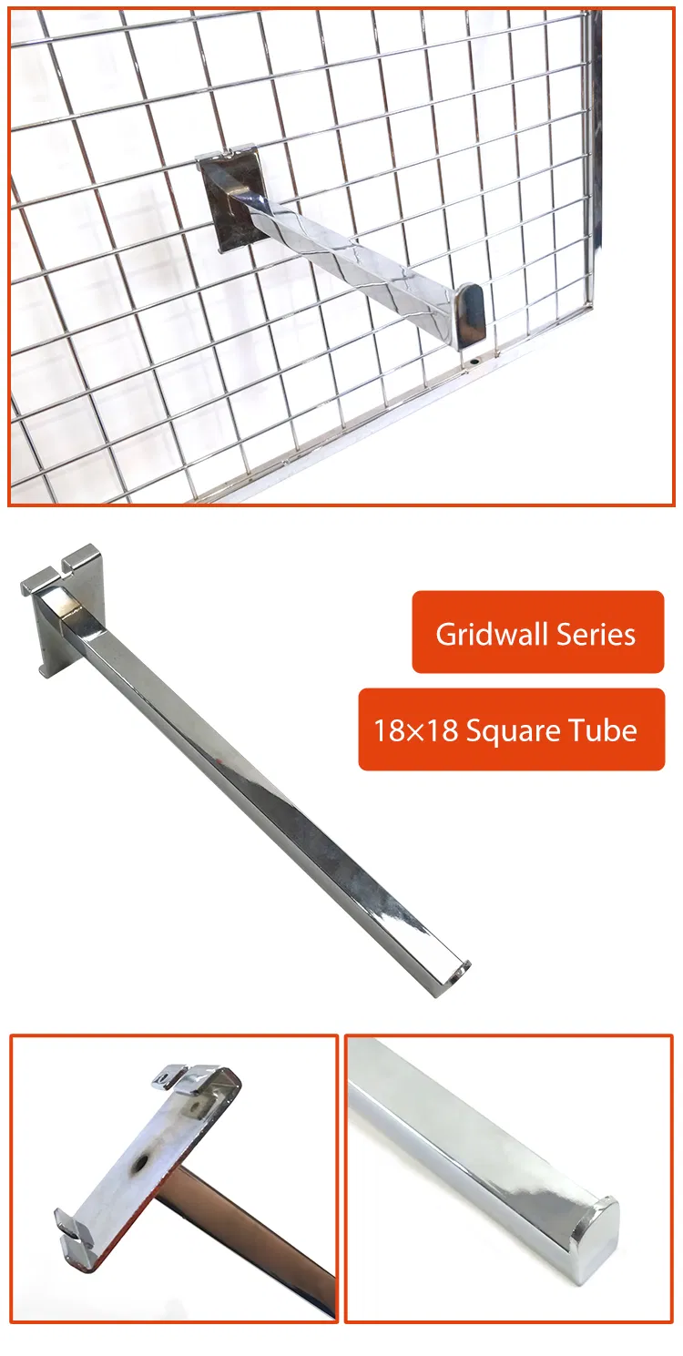 طلاء الكروم Gridwall 18 * 18 أنبوب مربع عرض شبكة أسلاك معدنية هوك 
