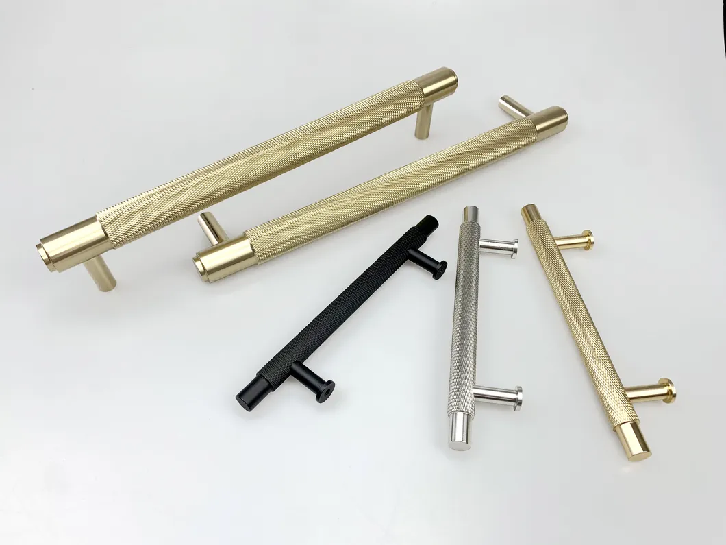 Tirador de caj&oacute;n s&oacute;lido de aluminio con patr&oacute;n de diamante Tirador de gabinete de cocina moleteado 