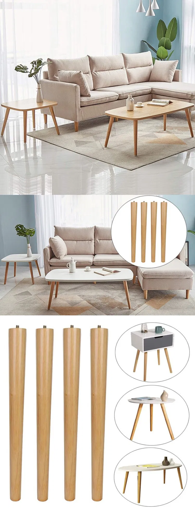 Accesorios para muebles de dise&ntilde;o de moda Patas de madera para sof&aacute; y cama 