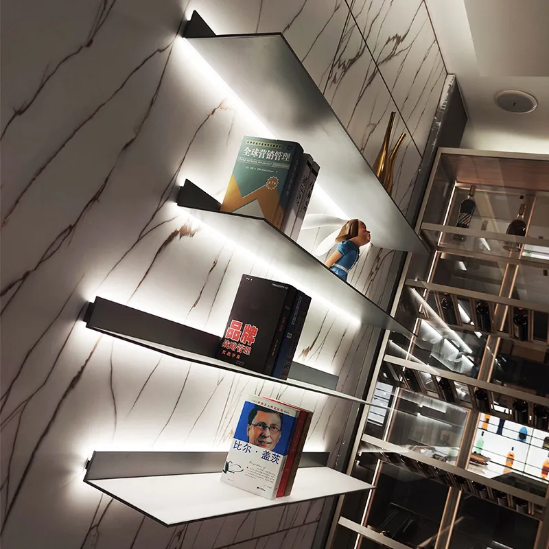 de exhibici&oacute;n de aluminio con luz lineal Estantes de montaje en pared LED con luz lineal LED Iluminaci&oacute;n 