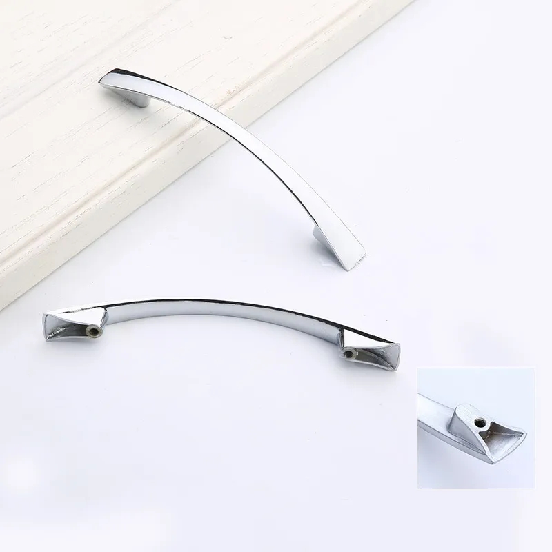 para muebles Arco de aleaci&oacute;n de zinc Arco de aleaci&oacute;n de zinc Tirador curvo para gabinete de cocina de n&iacute;quel con cepillo