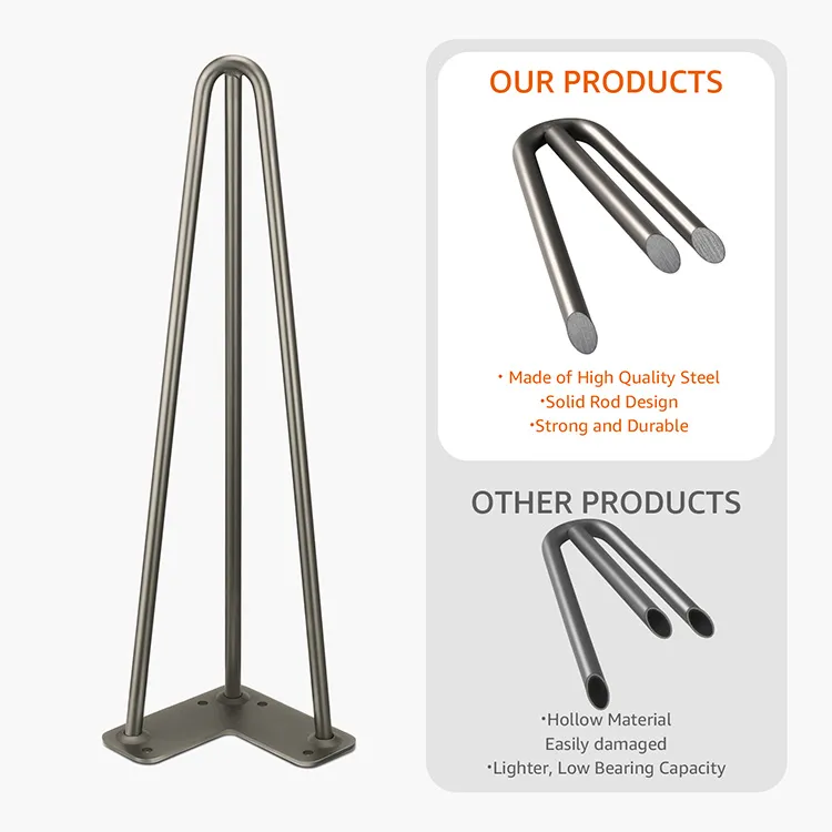 Muebles de comedor de caf&eacute; negro mate de acero Patas de horquilla de mesa de metal Muebles 