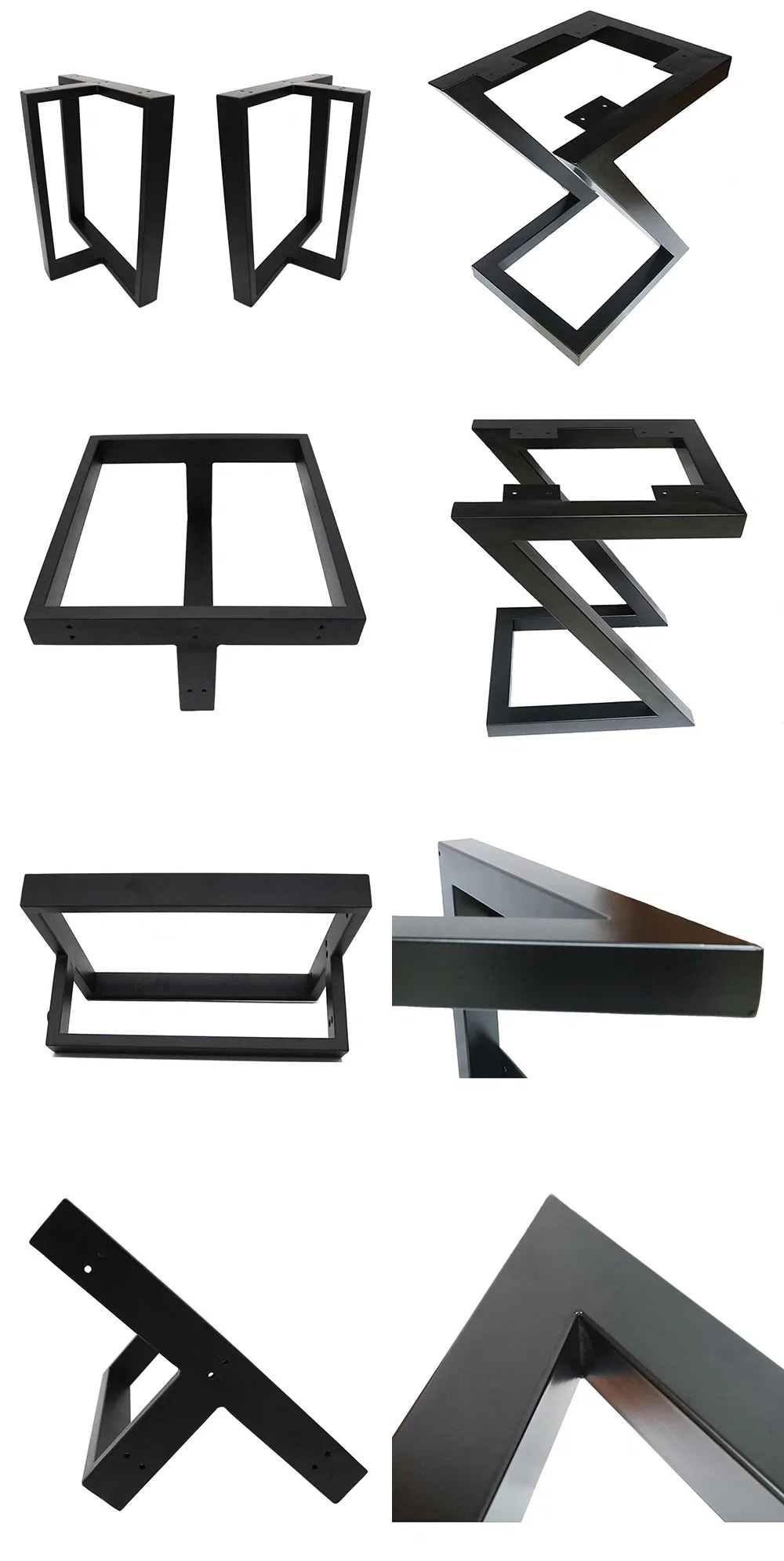 Patas de mesa de acero en forma de L vendedoras calientes Patas de mesa de comedor de caf&eacute; negro 