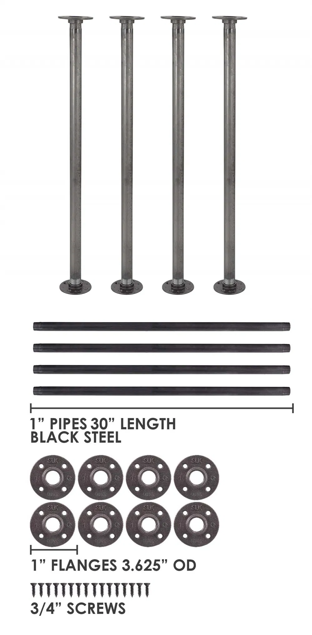 Patas de mesa de tubo de hierro negro industrial para mesas vintage personalizadas 