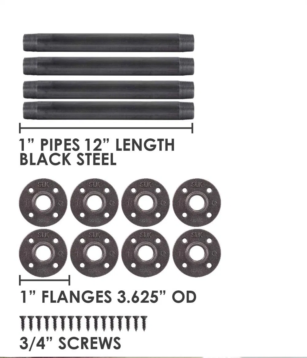 Patas de mesa de tubo de hierro negro industrial para vintage personalizada Patas de mesa Patas 