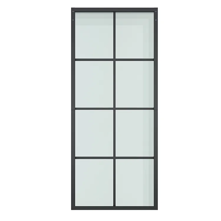 moderna con marco de acero, puerta corrediza de vidrio de seguridad templado pesado de 3/8' de espesor Puerta 
