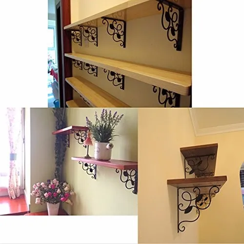 estantes florales negros montados en la pared de hierro fundido Soportes para 