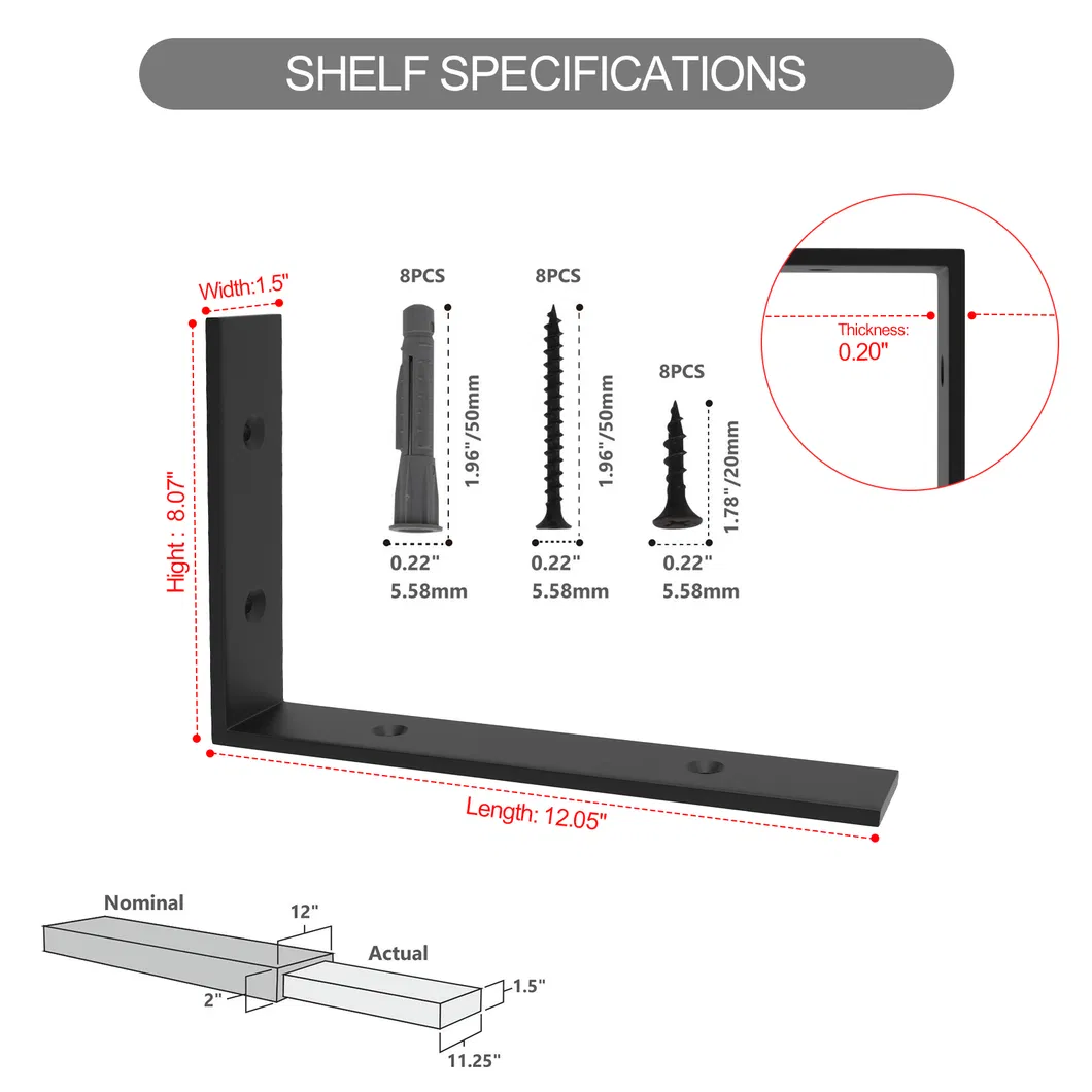 Precio &Aacute;ngulo de 90 grados en forma de L Estantes de pared de madera Soportes Cocina 