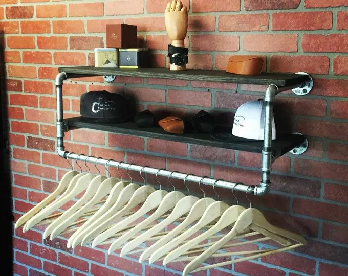 de tubo r&uacute;stico para montaje en pared Toallero Juego de accesorios para ba&ntilde;o Soporte 