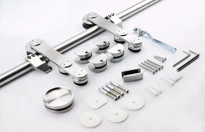 Kits de herrajes estilo corredizo para puerta de granero residencial SS304 con riel de 2,0 M 