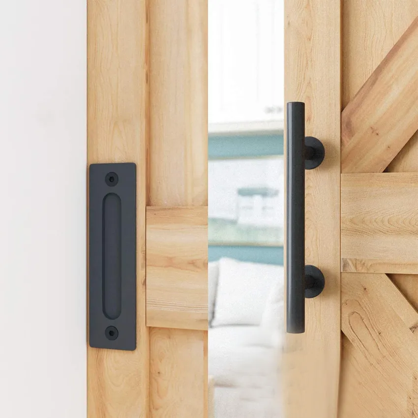 para puertas corredizas de granero negras Juego de manijas para puertas corredizas de 
