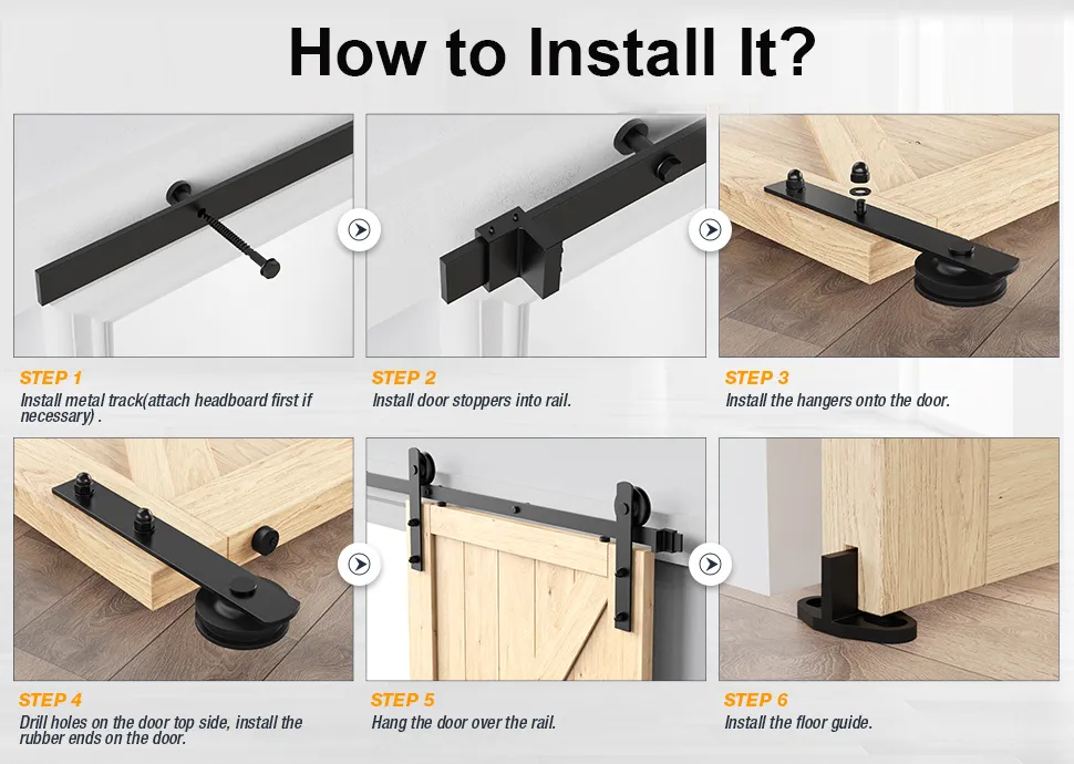 de metal de acero Kits de herrajes para puertas corredizas de granero en forma de J 