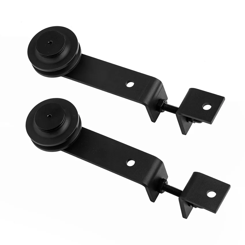 Serie 6000 de 6 pies. Kit de herrajes para puerta de granero con rodillos estilo diamante negro 