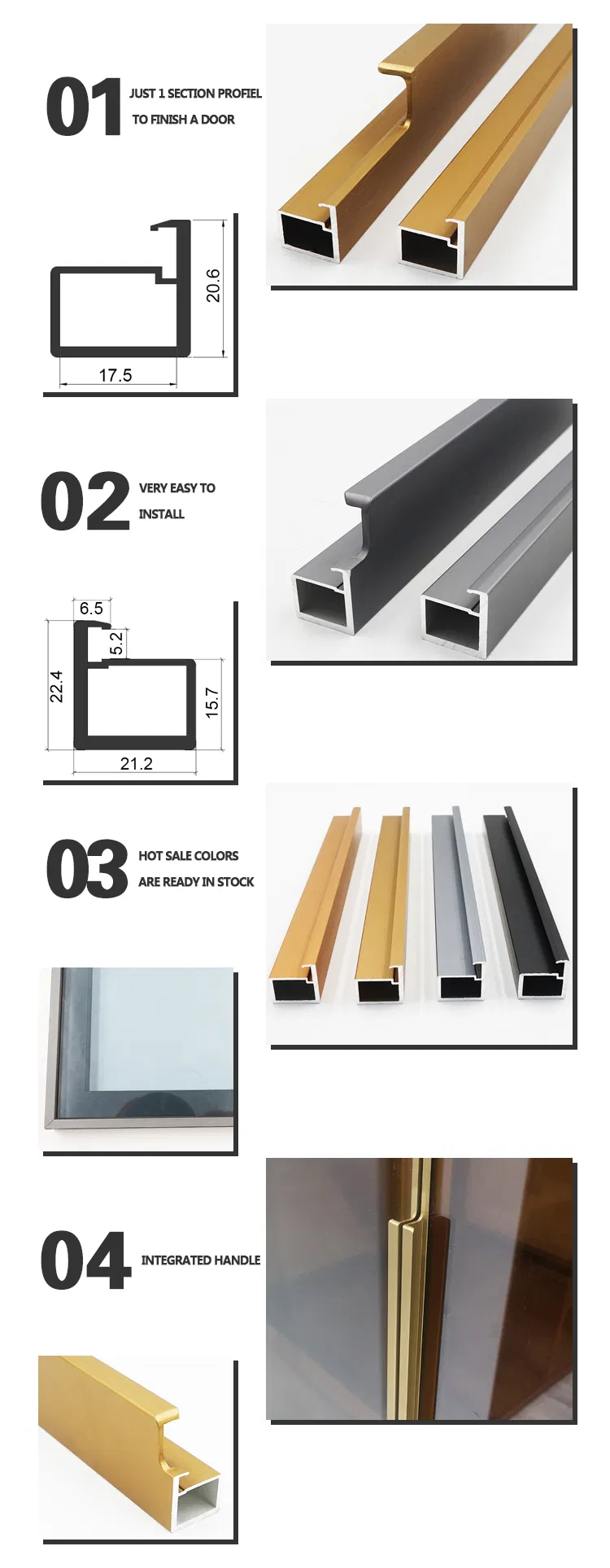 Puerta abatible de vidrio con marco de aluminio para vestidor 