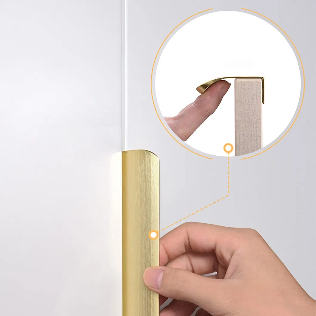 Tiradores de caj&oacute;n de herrajes para muebles de aluminio, tiradores de borde oculto para gabinete de cocina. 