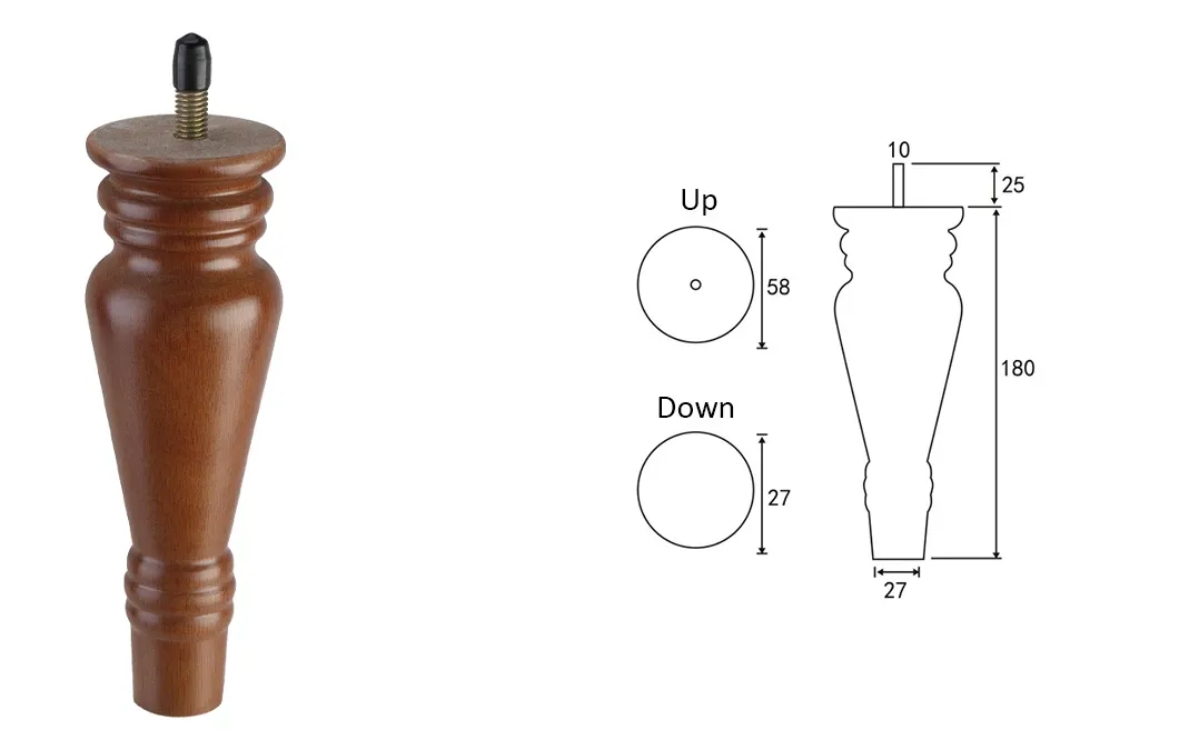 Patas de cama de madera maciza de gran capacidad de carga Patas de sof&aacute; cama gordas de color natural 