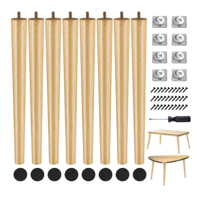 8 piezas patas de mesa patas de madera para muebles patas de mesa c&oacute;nicas 