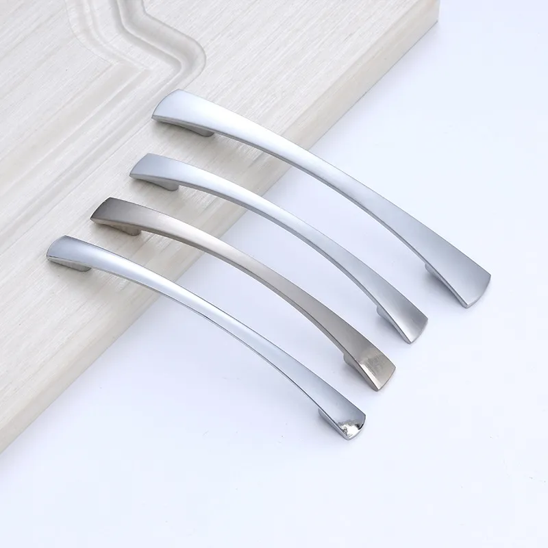 n&iacute;quel Tirador Herrajes para muebles Arco de aleaci&oacute;n de zinc Cepillo curvo Gabinete de cocina de n&iacute;quel Tirador Herrajes para 
