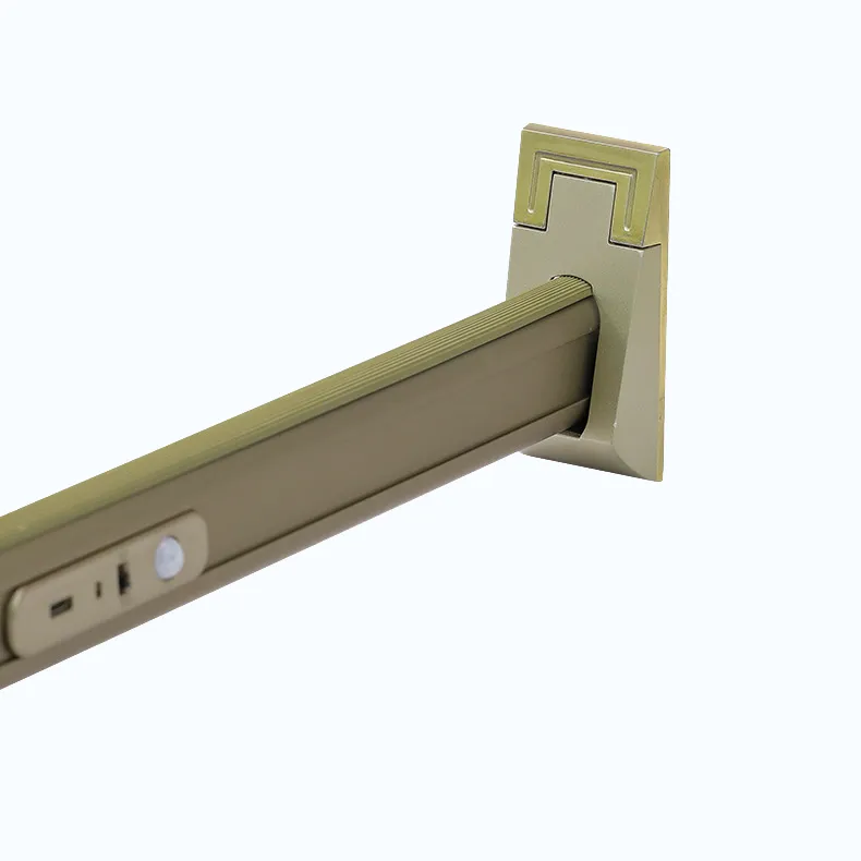 Accesorios para armario Barra para armario ovalada con luz, barra para armario de aluminio negro champ&aacute;n Accesorios para armario Barra para armario 