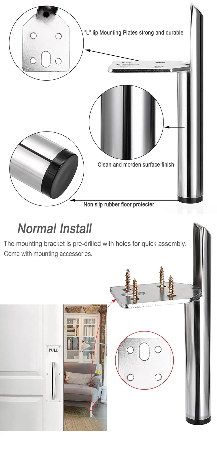 Chrome Metal Cabinet Feet Kitchen Interiors Elegant Modern Herrajes para muebles Pata de silla cromada Pata de gabinete Herrajes
